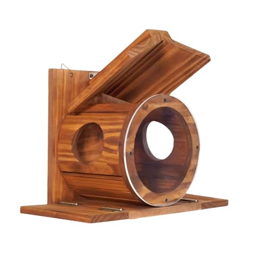 KiBcsLic Eichhörnchen Futterspender Aus Holz, Großer Futterspender für Streifenhörnchen Aus Holz für Hinterhof, Zaun, Terrasse von KiBcsLic