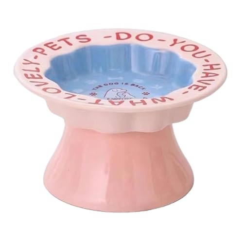 KiBcsLic Erhöhter Katzenfutternapf für Futter Und Wasser, Keramikdesign für Kätzchen Und Kleine Hunde, Rosa von KiBcsLic