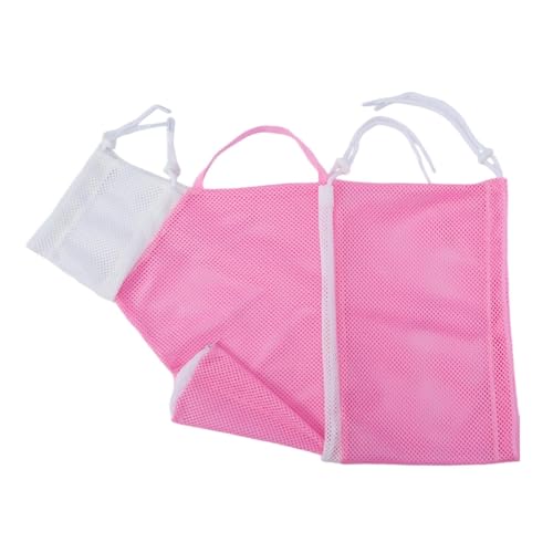 KiBcsLic Fellpflegetasche für Katzen, Duschnetz mit Verstellbarem Design Zur Ohrenreinigung Und Nagelpflege, Rosa Weiß von KiBcsLic