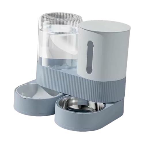 KiBcsLic Futterautomat als Futterspender Wasserspender Und Futterbehälter mit Drehbarer Gestaltung Und Großer Kapazität für Kaninchen Welpen Und Haustiere, Blau von KiBcsLic