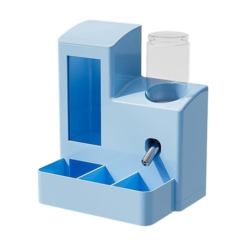 KiBcsLic Futterautomat mit Futterbehälter Und Trinkflasche Sowie Futterschale Glatte Oberfläche Zur Leichten Reinigung für Hamster Und Frettchen Im Wohnzimmer, Blaue 80-ml-Flasche KiBcsLic Futterautomat mit Futterbehälter Und Trinkflasche Sowie Futterschale Glatte Oberfläche Zur Leichten Reinigung für Hamster Und Frettchen Im Wohnzimmer, Blaue 80-ml-Flasche von KiBcsLic