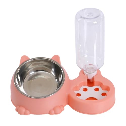 KiBcsLic Geneigter Erhöhter Katzennapf, Einfacher Katzenfutternapf für Katzen, Haustiere, Welpen, Kleine Hunde, Kätzchen, Rosa von KiBcsLic