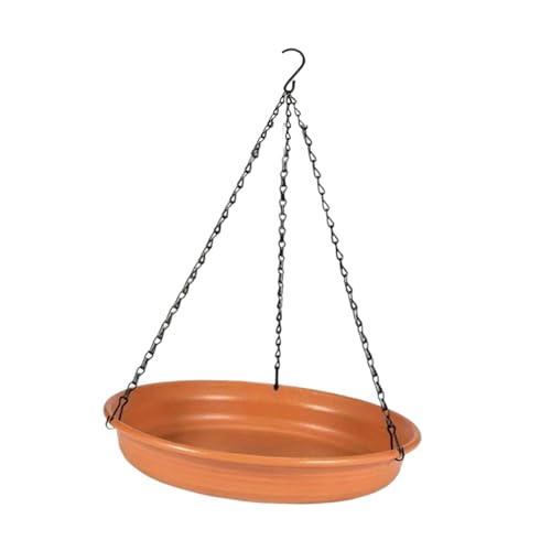 KiBcsLic Hängende Futterschale für Vögel, Outdoor Wasserstelle mit Kette, Ziegelrot, 30x48 cm von KiBcsLic