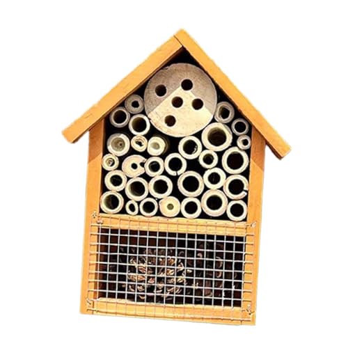 KiBcsLic Holz Bienenunterkunft zum Aufhängen, Schmetterlingshotel im Gartenbereich, Orange von KiBcsLic