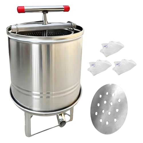 KiBcsLic Honigschleuder, Obstweinpresse, Stabile Basis mit T Handbrecher, Weinherstellung für, Gemüse, Waben, 3 Filterbeutel von KiBcsLic