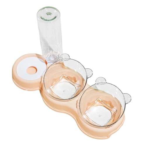 KiBcsLic Katzen 3 in 1 Futternapf Wassernapf Doppelschale Fütterungsstation mit Abnehmbaren Pp Komponenten Und Ergonomisch Erhöhtem Design für Katzen Hund, Rosa von KiBcsLic
