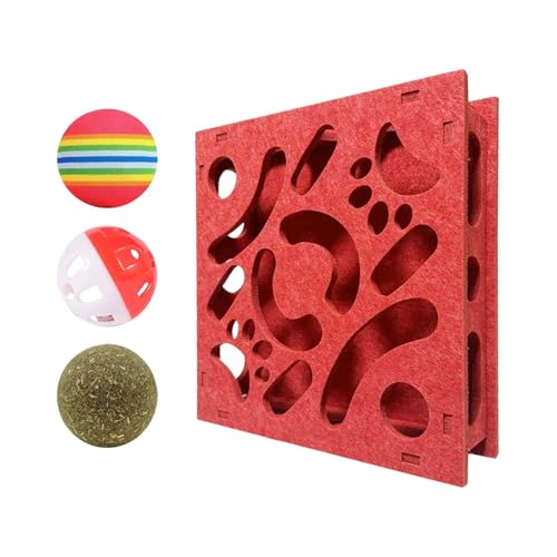 KiBcsLic Katzen-Puzzle-Spielzeug, interaktive Übungseinheit aus Filz für Kätzchen, Rot 40cm KiBcsLic Katzen-Puzzle-Spielzeug, interaktive Übungseinheit aus Filz für Kätzchen, Rot 40cm von KiBcsLic
