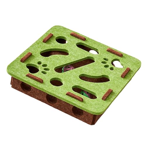 KiBcsLic Katzen-Puzzle mit Glockenbällen, interaktives Spielzeug zur Förderung der geistigen Aktivität, GrÜn, Quadrat von KiBcsLic