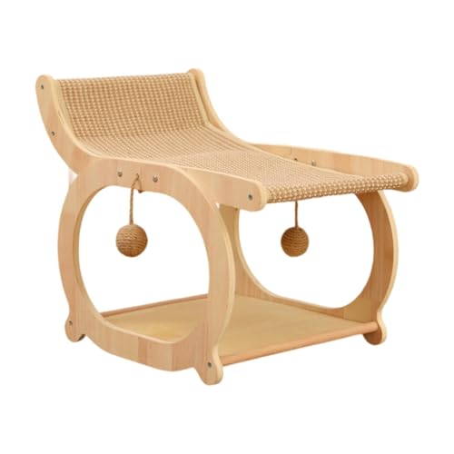 KiBcsLic Katzen Sisal Loungesessel, Erhöhtes Katzenbett, Kratzfestes Kätzchen Holz Liege Kratzbrett für Spielen Und Ausruhen von Haustieren, Holzfarbe KiBcsLic Katzen Sisal Loungesessel, Erhöhtes Katzenbett, Kratzfestes Kätzchen Holz Liege Kratzbrett für Spielen Und Ausruhen von Haustieren, Holzfarbe von KiBcsLic