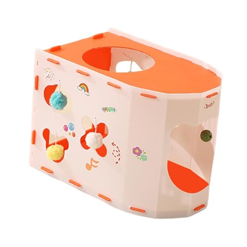 KiBcsLic Katzenhaus Als Spielplatz für Katzen Und Kätzchen EIN Katzenbett Als Ruheort Und Katzenhöhle Inklusive Lustiger Aufkleber für Jeden Wohnbereich, Orange von KiBcsLic