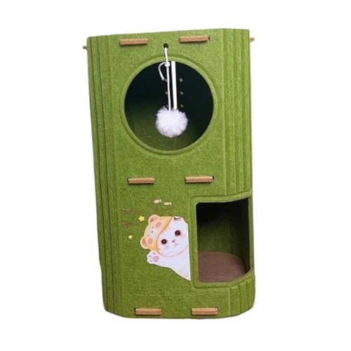 KiBcsLic Katzenhaus Katzenbaum Kätzchen Kratzbaum mit Hängendem Ballspielzeug für Schlafende Katzen Im Haus, Grün, 2 Ebenen KiBcsLic Katzenhaus Katzenbaum Kätzchen Kratzbaum mit Hängendem Ballspielzeug für Schlafende Katzen Im Haus, Grün, 2 Ebenen von KiBcsLic