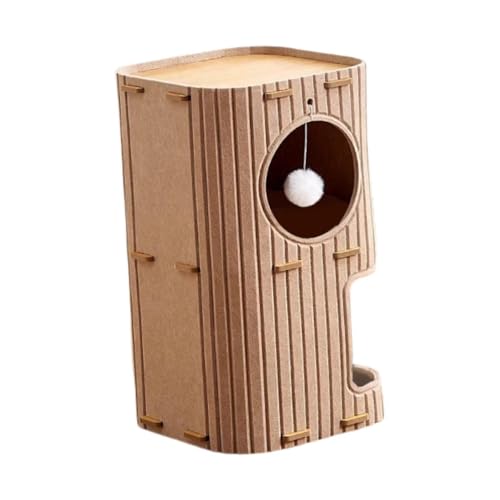 KiBcsLic Katzenhaus Katzenbaum Kätzchen Kratzbaum mit Hängendem Ballspielzeug für Schlafende Katzen Im Haus, Hellbraun, 2 Ebenen KiBcsLic Katzenhaus Katzenbaum Kätzchen Kratzbaum mit Hängendem Ballspielzeug für Schlafende Katzen Im Haus, Hellbraun, 2 Ebenen von KiBcsLic
