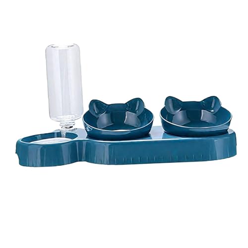 KiBcsLic Katzennapf 3 in 1 Futterspender Wasserschale mit Automatischer Versorgung Und Erhöhtem Design für Katzen Hundewelpen Haustiere Innenraum, Blau KiBcsLic Katzennapf 3 in 1 Futterspender Wasserschale mit Automatischer Versorgung Und Erhöhtem Design für Katzen Hundewelpen Haustiere Innenraum, Blau von KiBcsLic