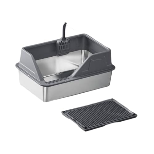 KiBcsLic Katzensandbecken mit Hohem Rand, Inklusive Schaufel Und Spritzwassergeschützter Matte, Tiefgrau KiBcsLic Katzensandbecken mit Hohem Rand, Inklusive Schaufel Und Spritzwassergeschützter Matte, Tiefgrau von KiBcsLic