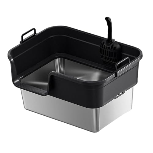 KiBcsLic Katzentoilette Semi Geschlossene Große Katzenstreu Box Offene Oberseite Katzenklo mit Schaufel Hohe Seiten Spritzschutz Stabile Konstruktion Edelstah, Schwarz KiBcsLic Katzentoilette Semi Geschlossene Große Katzenstreu Box Offene Oberseite Katzenklo mit Schaufel Hohe Seiten Spritzschutz Stabile Konstruktion Edelstah, Schwarz von KiBcsLic