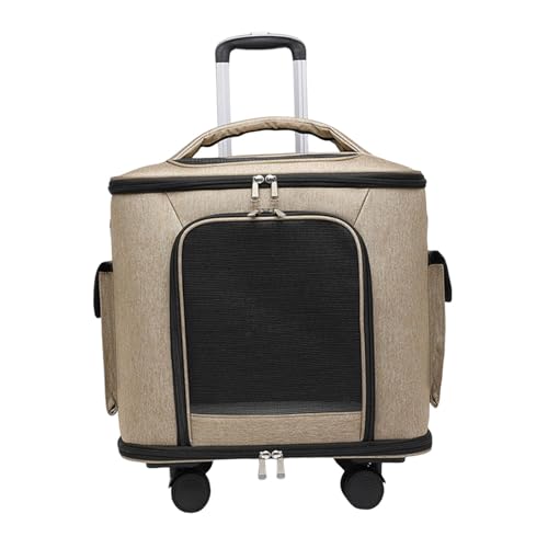 KiBcsLic Katzentrolley Reisetasche Transporttasche Hundetrolley Tragetasche Aus Strapazierfähigem Stoff mit Teleskopgriff für Abenteuer Im Freien Und Wanderung, Khaki KiBcsLic Katzentrolley Reisetasche Transporttasche Hundetrolley Tragetasche Aus Strapazierfähigem Stoff mit Teleskopgriff für Abenteuer Im Freien Und Wanderung, Khaki von KiBcsLic