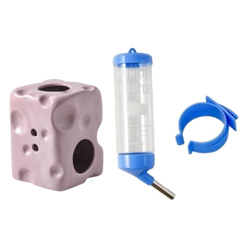 KiBcsLic Leichte Hamster Wasserflasche Und Keramikhaus Kombination, Einstellbar für Zwerghamsterarten, Lila von KiBcsLic