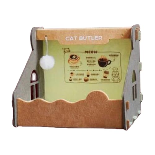 KiBcsLic Niedliches Katzenbett für Den Innenbereich mit Ballspielzeug, Bequem, Atmungsaktiv, rutschfest, Dekorativ, Haustierbedarf, Katzenhaus, Braun von KiBcsLic