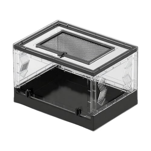 KiBcsLic Reptilienterrarium Klappbares Transparente Reptilienterrarium mit Belüftetem Schiebedeckel Frontöffnung Desktop Haustierbehausung Aus für S, Schwarz KiBcsLic Reptilienterrarium Klappbares Transparente Reptilienterrarium mit Belüftetem Schiebedeckel Frontöffnung Desktop Haustierbehausung Aus für S, Schwarz von KiBcsLic