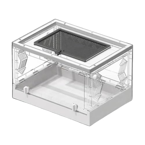 KiBcsLic Reptilienterrarium Klappbares Transparente Reptilienterrarium mit Belüftetem Schiebedeckel Frontöffnung Desktop Haustierbehausung Aus für S, Weiß KiBcsLic Reptilienterrarium Klappbares Transparente Reptilienterrarium mit Belüftetem Schiebedeckel Frontöffnung Desktop Haustierbehausung Aus für S, Weiß von KiBcsLic