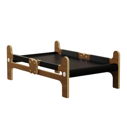 KiBcsLic Schlafbett für Haustiere Aus Holz, Ideal für Camping, Picknicks Und Reisen, Schwarz von KiBcsLic