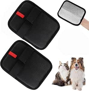 KiBlithemor 2 StückStatische Tierhaarentfernungshandschuhe, Wiederverwendbar Tierhaarentferner Handschuh, Elektrostatisch Fellpflege-Handschuhe für Couch, Möbel, Teppich, Autositz von KiBlithemor
