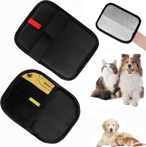 2 Stück Tierhaarentferner Handschuh, Fellmagnet Handschuhe Doppelseitig für Hunde & Katzen, Wiederverwendbare Pet Hair Remover Glove, Tierhaarhandschuhe zum Reinigen von Kleidung Teppichen und Sofas von KiBlithemor