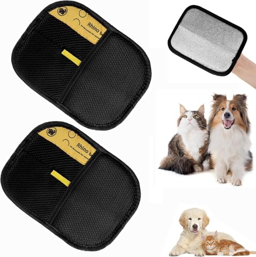 2 Stück Statische Tierhaarentfernungshandschuhe, Wiederverwendbar Tierhaarentferner Handschuh, Elektrostatischer Tierhaarentferner für Katzen und Hunde Zur Pflege und Entfernung von Haaren von KiBlithemor