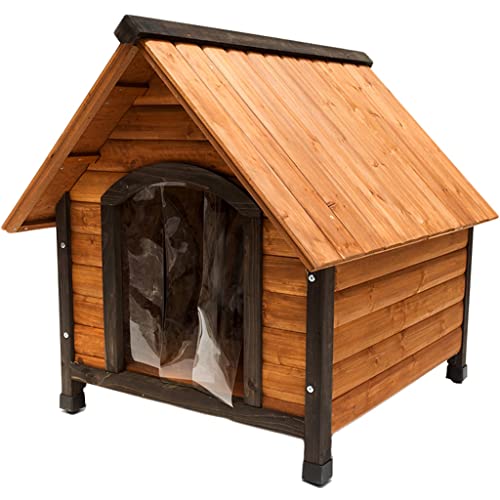 Hundehütte im Freien, beheizte Hundehütte aus Holz für den Winter, große Katzenhütte für den Innenbereich, wetterfest, 200% Dicker als Normale Hundebox (Farbe: Braun, Größe: 101 x 82,5 x 86,5 cm) von KiLoom
