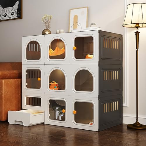 Katzenkäfig Indoor, Katzenkiste, Haustiergehege, mit ausziehbarer Katzentoilette, geschlossener Katzenkäfig, mit Katzentür, extra großer Freiraum, für 1-2 Katzen, Frettchen, Chinchilla, Kaninchen, Katzenkäfig Indoor, Katzenkiste, Haustiergehege, mit ausziehbarer Katzentoilette, geschlossener Katzenkäfig, mit Katzentür, extra großer Freiraum, für 1-2 Katzen, Frettchen, Chinchilla, Kaninchen, von Kiaoeiuyti