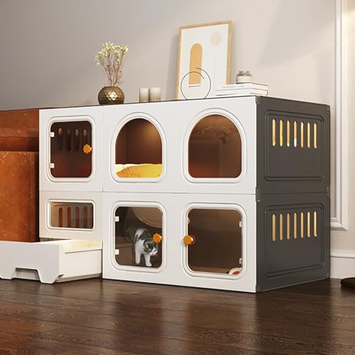 Katzenkäfig Indoor, Katzenkiste, Haustiergehege, mit ausziehbarer Katzentoilette, geschlossener Katzenkäfig, mit Katzentür, extra großer Freiraum, für 1-2 Katzen, Frettchen, Chinchilla, Kaninchen, Katzenkäfig Indoor, Katzenkiste, Haustiergehege, mit ausziehbarer Katzentoilette, geschlossener Katzenkäfig, mit Katzentür, extra großer Freiraum, für 1-2 Katzen, Frettchen, Chinchilla, Kaninchen, von Kiaoeiuyti