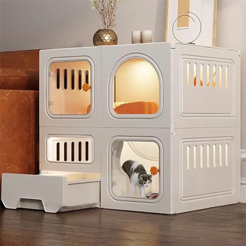 Katzenkäfig Indoor, Katzenkiste, Haustiergehege, mit ausziehbarer Katzentoilette, geschlossener Katzenkäfig, mit Katzentür, extra großer Freiraum, für 1-2 Katzen, Frettchen, Chinchilla, Kaninchen, Katzenkäfig Indoor, Katzenkiste, Haustiergehege, mit ausziehbarer Katzentoilette, geschlossener Katzenkäfig, mit Katzentür, extra großer Freiraum, für 1-2 Katzen, Frettchen, Chinchilla, Kaninchen, von Kiaoeiuyti
