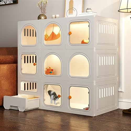 Katzenkäfig Indoor, Katzenkiste, Haustiergehege, mit ausziehbarer Katzentoilette, geschlossener Katzenkäfig, mit Katzentür, extra großer Freiraum, für 1-2 Katzen, Frettchen, Chinchilla, Kaninchen, Katzenkäfig Indoor, Katzenkiste, Haustiergehege, mit ausziehbarer Katzentoilette, geschlossener Katzenkäfig, mit Katzentür, extra großer Freiraum, für 1-2 Katzen, Frettchen, Chinchilla, Kaninchen, von Kiaoeiuyti