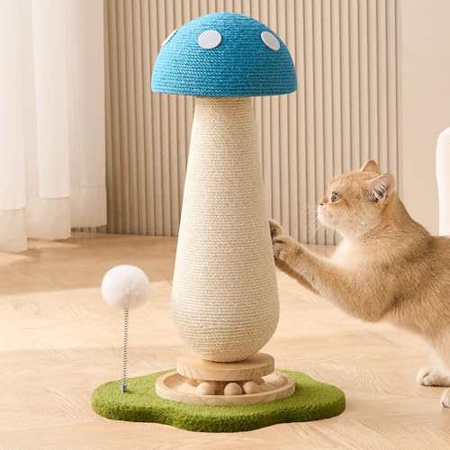 Kratzbaum mit Katzenminze, niedlicher Pilz-Kratzbaum mit robustem Drehteller aus natürlichem Holz, himmelblaues Pilz-Design, Katzenspielzeug, Sisal-Kratzbaum für Indoor-Katzen, 54 cm hoch Kratzbaum mit Katzenminze, niedlicher Pilz-Kratzbaum mit robustem Drehteller aus natürlichem Holz, himmelblaues Pilz-Design, Katzenspielzeug, Sisal-Kratzbaum für Indoor-Katzen, 54 cm hoch von Kicari