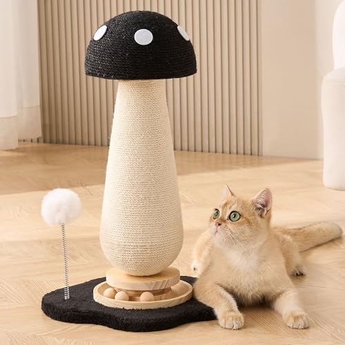 Kratzbaum mit Katzenminze, niedlicher Pilz-Kratzbaum mit robustem Drehteller aus natürlichem Holz, massives schwarzes Pilz-Design, Katzenspielzeug, Sisal-Kratzbaum für Indoor-Katzen, 54 cm hoch Kratzbaum mit Katzenminze, niedlicher Pilz-Kratzbaum mit robustem Drehteller aus natürlichem Holz, massives schwarzes Pilz-Design, Katzenspielzeug, Sisal-Kratzbaum für Indoor-Katzen, 54 cm hoch von Kicari