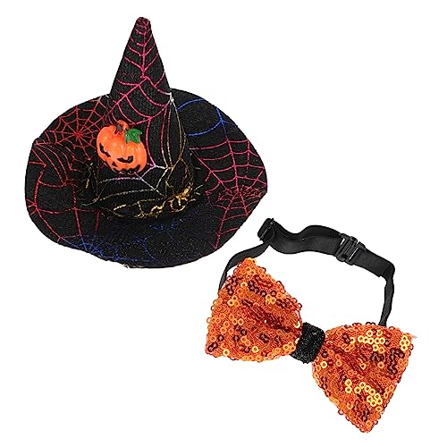 Kichvoe 1 Satz Halloween Haustier Kostüm Teiliges mit Zaubererhut und Fliege für Hunde und Katzen Lustige Dekoration für Halloween Karneval und Partys von Kichvoe