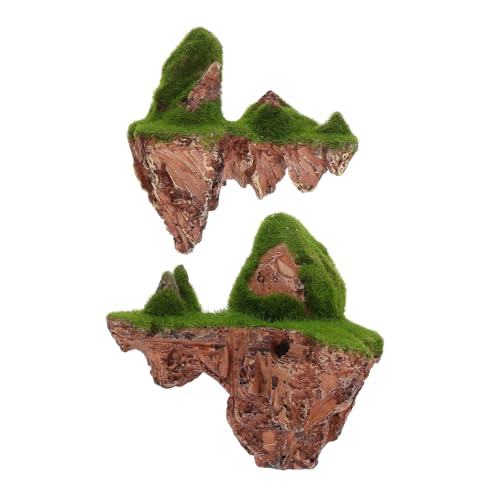 Kichvoe 2 Stück Resin Schwimmende Aquarium Dekorationssteine Leichtes Suspended Fish Tank Fake Stone mit Imitation Bergstruktur für Interaktive Unterwasserlandschaft von Kichvoe