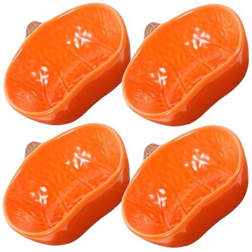 Kichvoe 4 Stück Pudding Schale Kleine Kürbisförmige Schalen Herbstförmchen Waffelschale Essiggericht Halloween Dipschale Kleine Soßenschüssel Sushi Dipteller Snack Keramik Servierteller von Kichvoe