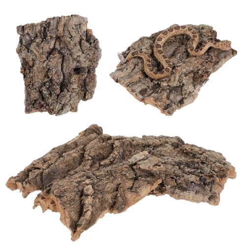 Kichvoe 4 Stück Reptilien-baumrinde: Terrarium-korkrinde, Versteck, Kletterplattform, Natürliches Holz, Lebensraum-dekor für Eidechsen, Geckos, Schlangen, Aquarium, Landschaftsbau, Tank-zubehör von Kichvoe