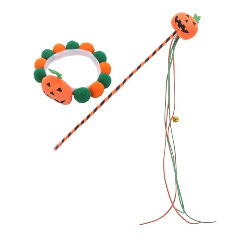 Kichvoe Halloween Katzenhalsband mit Kürbis-Design und Katzenspielzeug Dekoratives Katzenhalsband Leicht Langlebig für Haustierpartys und Stressabbau von Kichvoe