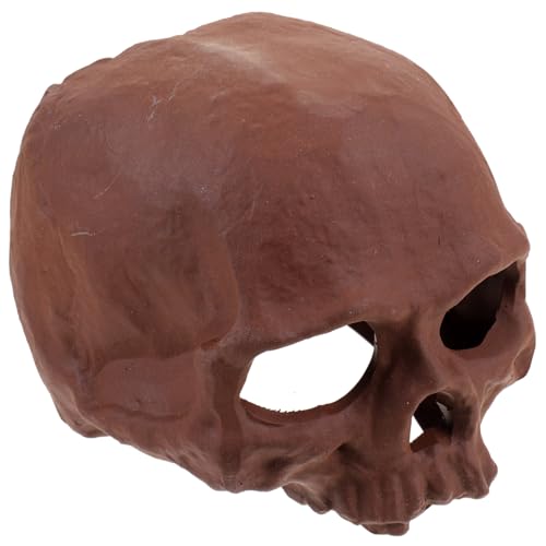 Kichvoe Keramik Garnelenhöhle Aquarium Deko Fischversteck Fischtank Ornament Braun Schädel Design Kompakt Vielseitig für Zierfische und Garnelen Geeignet von Kichvoe