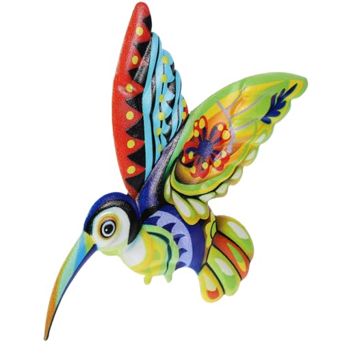 Kichvoe Kolibri-Wandkunst Aus Metall 3D-Bunte Vögel Kolibri-Skulptur Für Den Außenbereich Hängende Ornamente Zaundekorationen Für Terrasse Balkon Gelb von Kichvoe