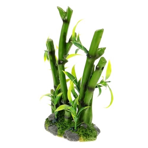 Kichvoe Künstliche Bambuspflanze Terrarium Dekoration Lebensechte Aquarium Pflanze Umweltfreundliches Reptilien Ornament Sicher für Fische Schildkröten und Haustiere Naturgetreues von Kichvoe