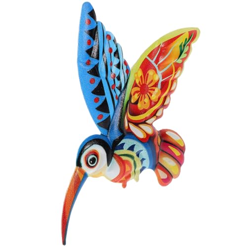 Kichvoe Metall-Kolibri-Wandkunst-Dekor 3D-Bunte Vögel Kolibri-Skulptur Für Den Außenbereich Hängende Ornamente Zaundekorationen Für Terrasse Balkon Rot von Kichvoe