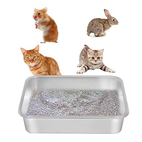 Kichwit Katzentoilette aus Edelstahl für ältere Katzen, kleine Kätzchen, Metall-Katzentoilette für Katzen, antihaftbeschichtete glatte Oberfläche, leicht zu reinigen (44.5 cm Lx34.3 cm Bx10.2 cm H) von Kichwit