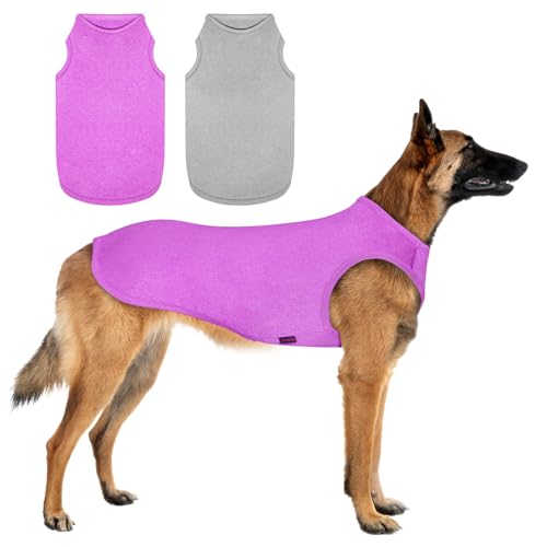 2 Pack Hundeshirts, schnell trocknende leichte Hunde-T-Shirts ärmellose Weste, atmungsaktive Haustier Kleidung Tank Top für große mittlere kleine Hunde Junge Mädchen (Lila+Grau, M) von Kickred