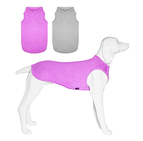 Hunde-Shirts, schnell trocknend, leicht, ärmellos, atmungsaktiv, für große, mittelgroße und kleine Hunde, Jungen und Mädchen, Violett + Grau, 2 Stück von Kickred
