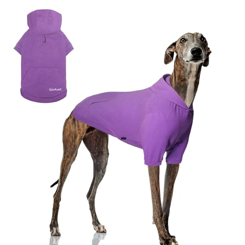 Hunde Hoodie, Hundemantel mit Hut & Taschen & Leinenloch, Weicher und Atmungsaktiver Kapuzenpulli Für Große Hunde Winterhundebekleidung Drinnen & Draußen Hundekleidung von Kickred (Lila-S) von Kickred