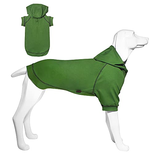 Hunde Hoodie, Hundemantel mit Hut & Taschen & Leinenloch, Weicher und Atmungsaktiver Kapuzenpulli Für Große Hunde Winterhundebekleidung Drinnen & Draußen Hundekleidung von Kickred (Armeegrün-L) von Kickred