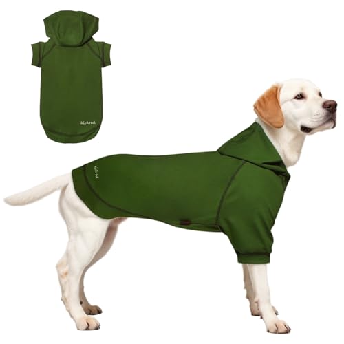 Hunde Hoodie, Hundemantel mit Hut & Taschen & Leinenloch, Weicher und Atmungsaktiver Kapuzenpulli Für Große Hunde Winterhundebekleidung Drinnen & Draußen Hundekleidung von Kickred (Armeegrün-L) von Kickred